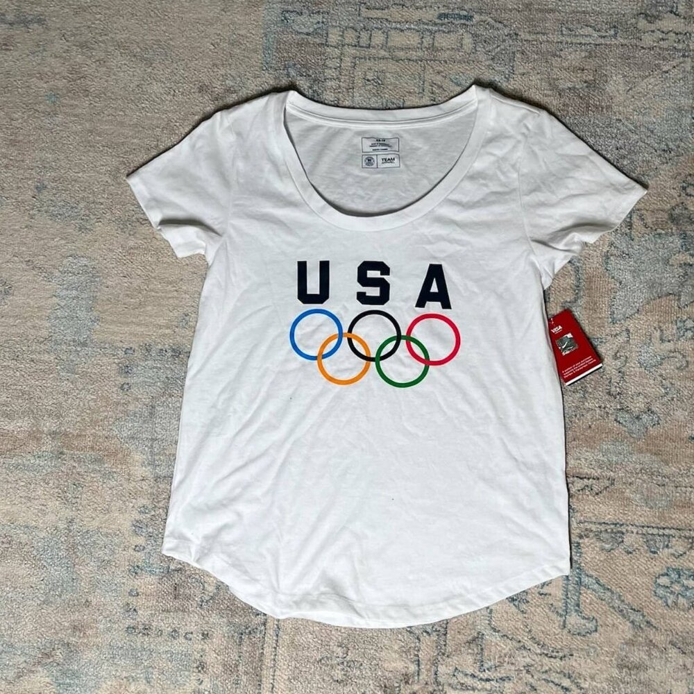 USA Olympics Rings Logo Team Apparel Womens T-Shirt‎ Size XS-TP NEW WITH TAG